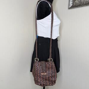 Brown Leather Vintage Woven Bucket purse Bags By Marlo